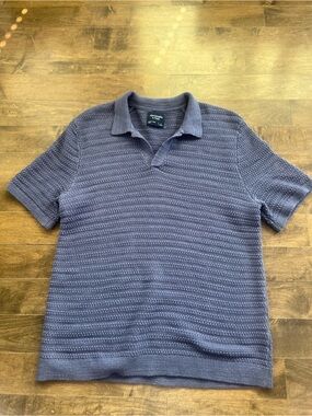 Abercrombie & Fitch Navy Blue Textured Knit Polo